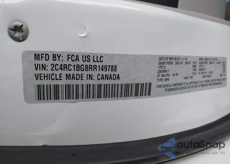 2024 Chrysler Pacifica Touring L из США, поврежденный, VIN 2C4RC1BG8RR149788